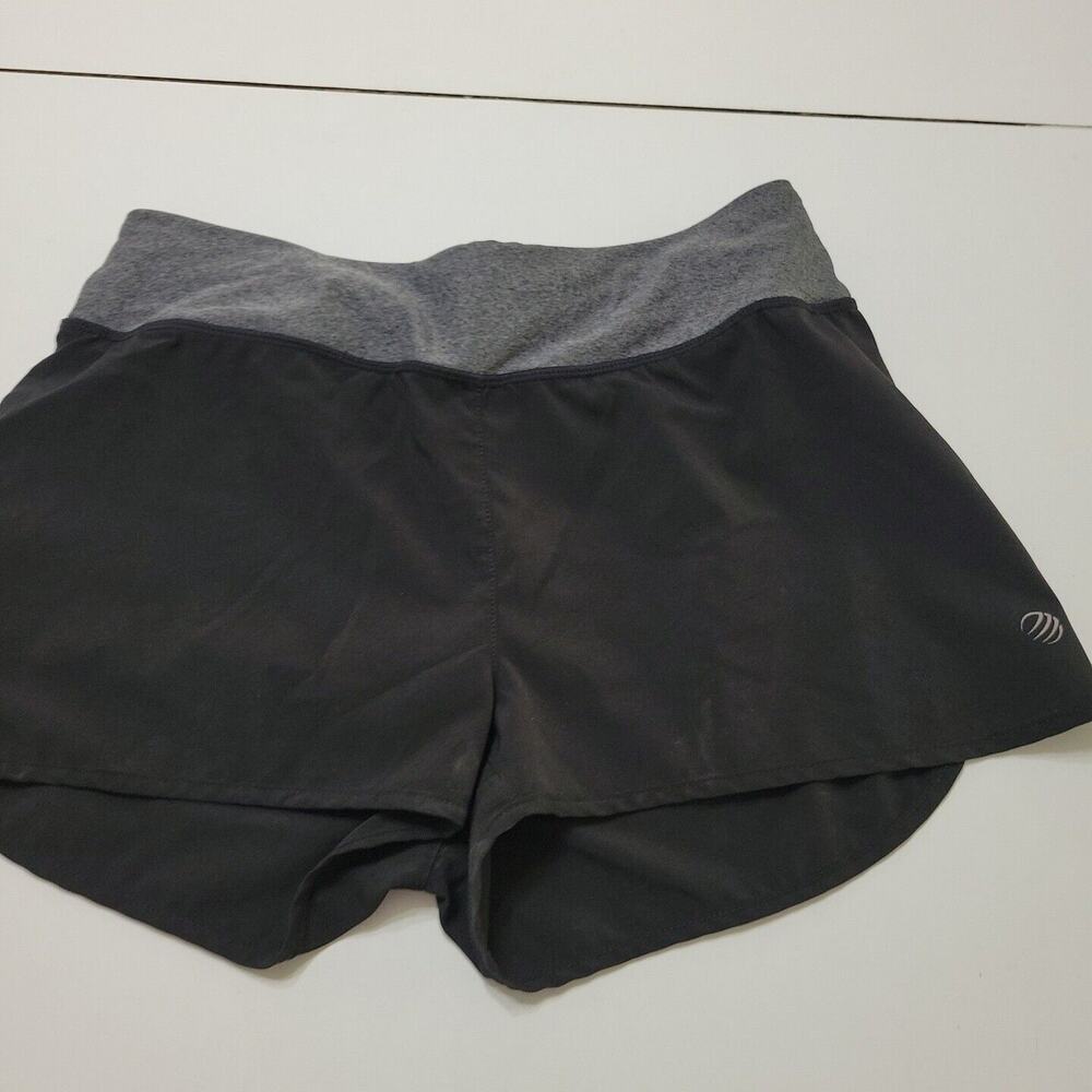 MPG Womens Small Athletic Shorts Black Grey Drawstring Zipped Pocket Comfort Top
